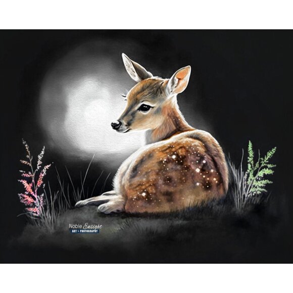 Choose Either 4x6 or 5x7 Baby Fawn Deer Watercolor Oil Painting Print - Picture 3 of 5